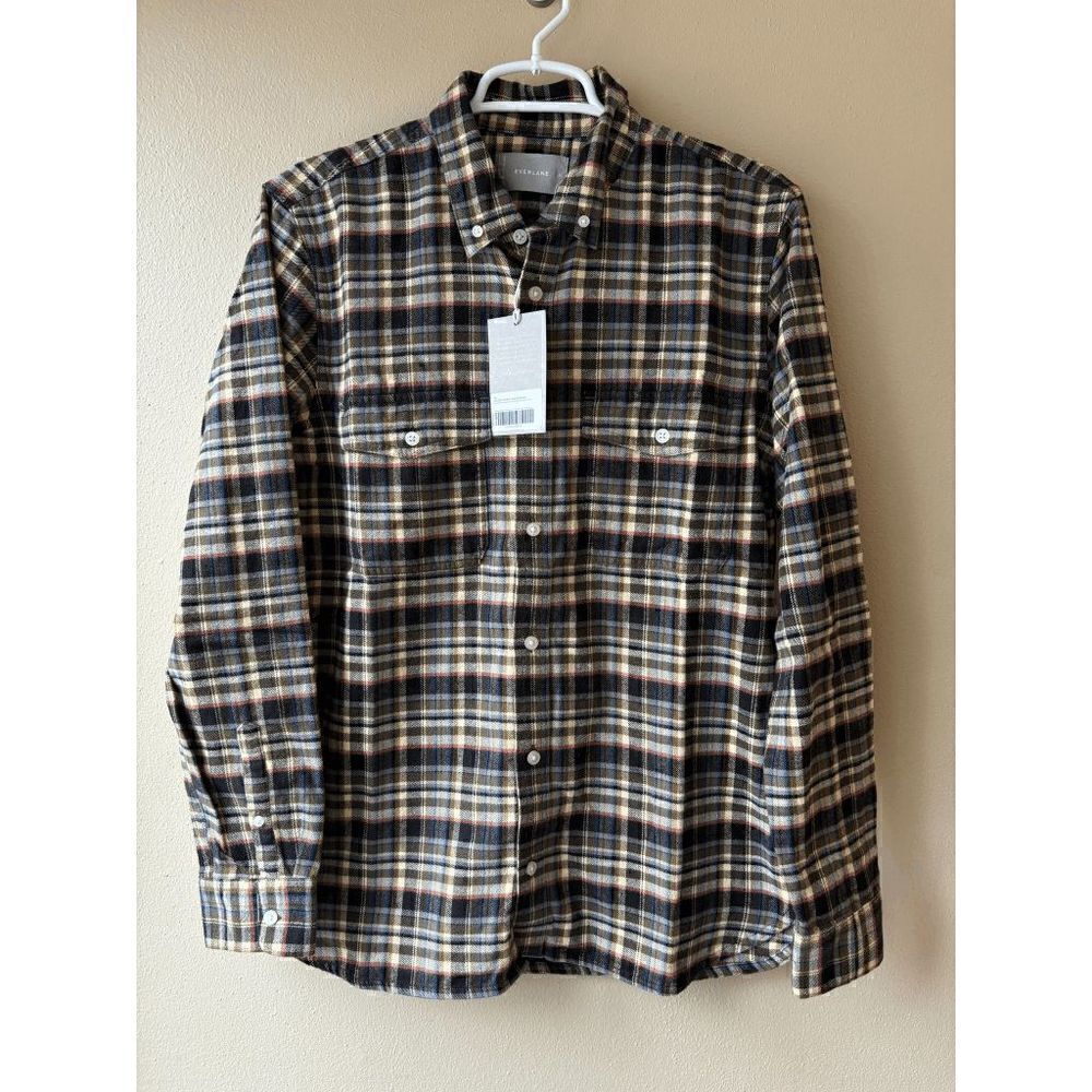 Everlane the Brushed Flannel Button Down Shirt in Black Beech Men's Size Medium
